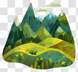 Green Mountain - Mountain Range And Green Hills Illustration Transparent PNG