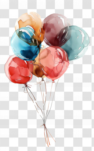 Balloons - Vivid Multicolored Balloons Cluster Illustration Transparent PNG