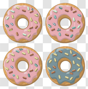 Cartoon - Pink And Blue Donuts With Sprinkles Decoration Transparent PNG