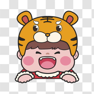 Child In Tiger Costume - Cute Child In Tiger Hat Transparent PNG