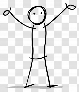Stick Figure - Stick Figure With Raised Arms Simple Drawing Transparent PNG