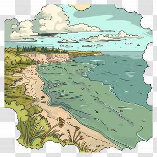 Michigan - Coastal Beach Illustration With Scenic View Transparent PNG
