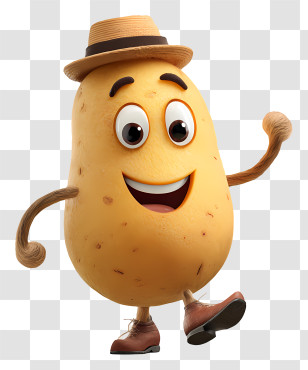 Potato Mascot - Potato Character With Hat And Shoes Transparent PNG