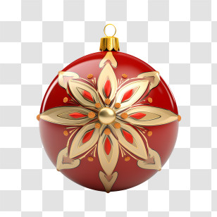Christmas Ball - Ornate Red Christmas Ornament Transparent PNG
