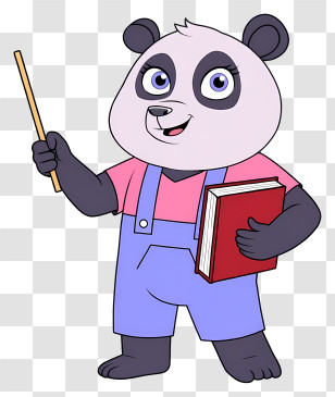 Panda Teacher - Panda Teacher With Book Transparent PNG