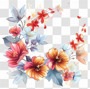 Flower Background - Beautiful Colorful Floral Illustration Transparent PNG