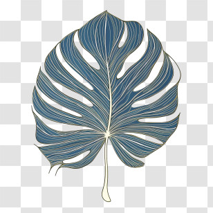 Monstera Leaf - Blue Monstera Leaf Illustration With Elegant Details Transparent PNG