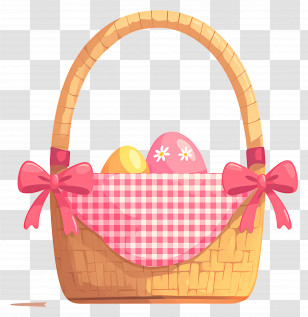 Handled Basket - Easter Basket With Colorful Eggs Transparent PNG