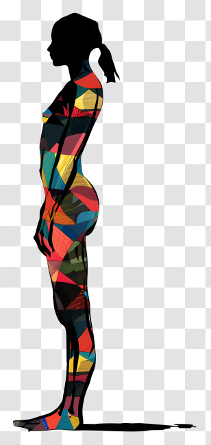 Girl Silhouette - Colorful Silhouette Abstract Art Transparent PNG