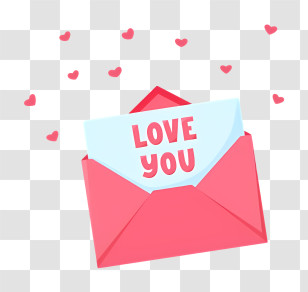 Letter - Love Letter Illustration With Hearts Transparent PNG