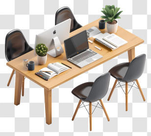 Office Desk - Modern Office Desk Setup Transparent PNG
