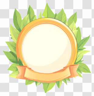 Banner Circle - Green Leafy Badge With Ribbon Transparent PNG