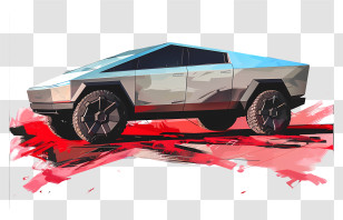 Cybertruck - Futuristic Modern Truck Concept Illustration Transparent PNG