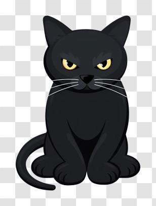 Black Cat - Black Cat Cartoon Illustration Transparent PNG