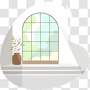 Art Background - Bright Room With Large Window And Plant Transparent PNG