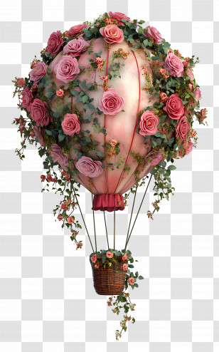 Rose Hot Air Balloon - Hot Air Balloon Made Of Roses Transparent PNG