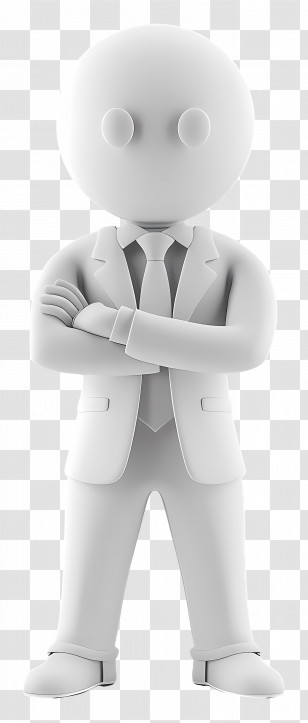 White Figure - Cartoon Figure In Suit Transparent PNG