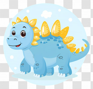 Cartoon Dinosaur - Adorable Blue Cartoon Stegosaurus Transparent PNG