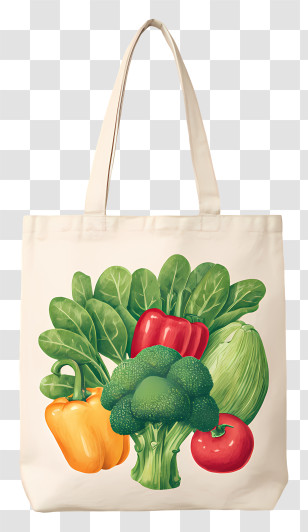 Reusable Bag With Greens - Tote Bag With Vegetable Print Transparent PNG