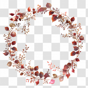 Wedding Circle Frame - Autumn Leaf Wreath With Fall Colors Transparent PNG