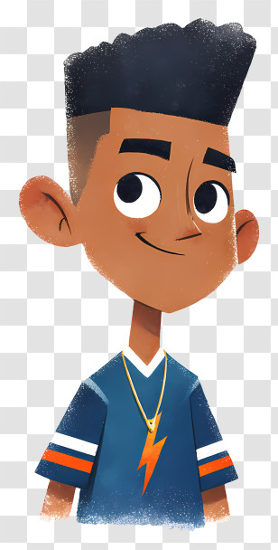 Cheerful Cartoon Boy - Cool Kid With Flat-Top Haircut Transparent PNG