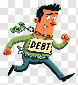 Businessman With Tax Burden - Man Running With Debt Chains Transparent PNG