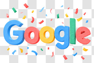 Google Logo With Confetti - Colorful Google Logo With Confetti Transparent PNG
