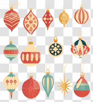 Christmas Balls - Collection Of Festive Christmas Ornaments Transparent PNG