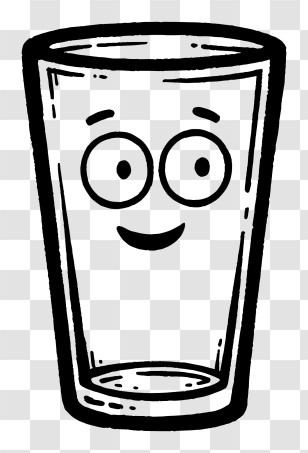 Glass Cup Outline - Smiling Glass Cartoon Transparent PNG