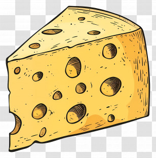 Cheese - Illustration Of A Yellow Cheese Wedge Transparent PNG