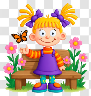 Rugrats Spring - Happy Girl With Butterfly Transparent PNG