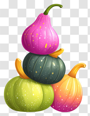 Stack Of Squashes - Colorful Gourds Illustration Transparent PNG