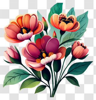 Painting - Vibrant Flower Bouquet Illustration Transparent PNG