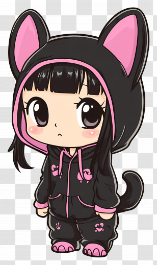 Kuromi - Cute Chibi Character In Hoodie Transparent PNG