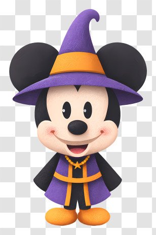 Mickey Mouse In Witch Outfit - Cute Mouse Wizard Character Transparent PNG