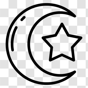 Star And Crescent - Crescent Moon And Star Symbol Design Transparent PNG