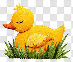Duck Sleeping On Grass - Yellow Duck Sleeping In Grass Transparent PNG