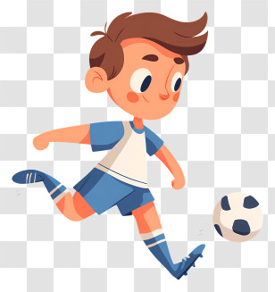 Boy Kicking Soccer Ball - Boy Playing Soccer With Ball Transparent PNG