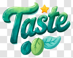 Taste Logo - Taste Script With Leaves Transparent PNG