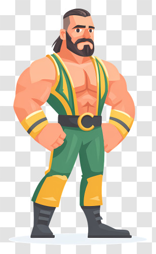 Australian Professional Wrestler - Wrestler In Green Outfit Cartoon Transparent PNG