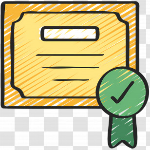 Certificate Template - Yellow Certificate With Green Checkmark Transparent PNG