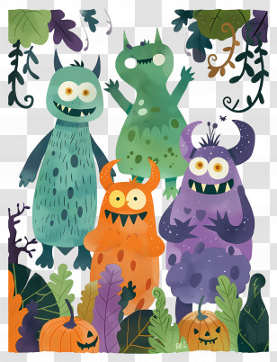 Cartoon Monsters - Colorful Cartoon Monsters Transparent PNG