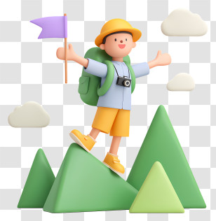 Traveler Exploration And Achievement - Happy Hiker On Green Hills Transparent PNG