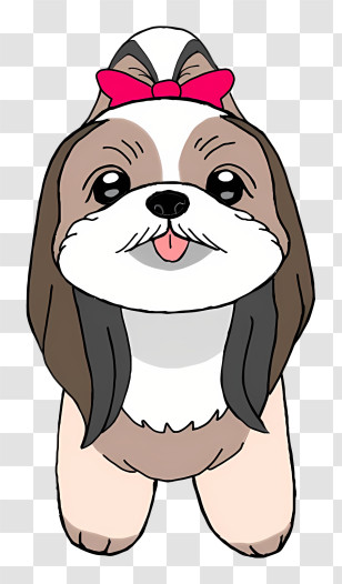 Cartoon Dog - Cute Cartoon Dog With Pink Bow Tie Transparent PNG