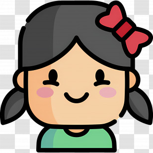 Baby Girl - Cartoon Girl With Red Bow Transparent PNG