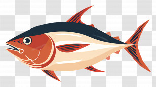 Illustrated Tuna Fish - Illustration Of Tuna Fish In Oceanic Design Transparent PNG