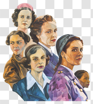 Womens History Month - Group Of Women Portrait Illustration Transparent PNG
