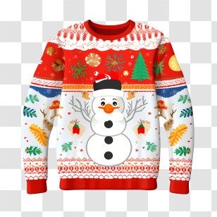 Ugly Sweater Day - Christmas Sweater With Snowman Design Transparent PNG