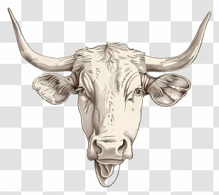 Bull Face - Vintage Cow Head Drawing In Rustic Style Transparent PNG