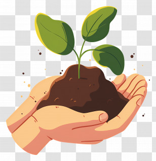Hand Holding Soil - Hands Holding A Sapling With Soil Transparent PNG